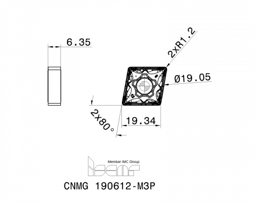 CNMG 190612-M3P IC807 пластина
