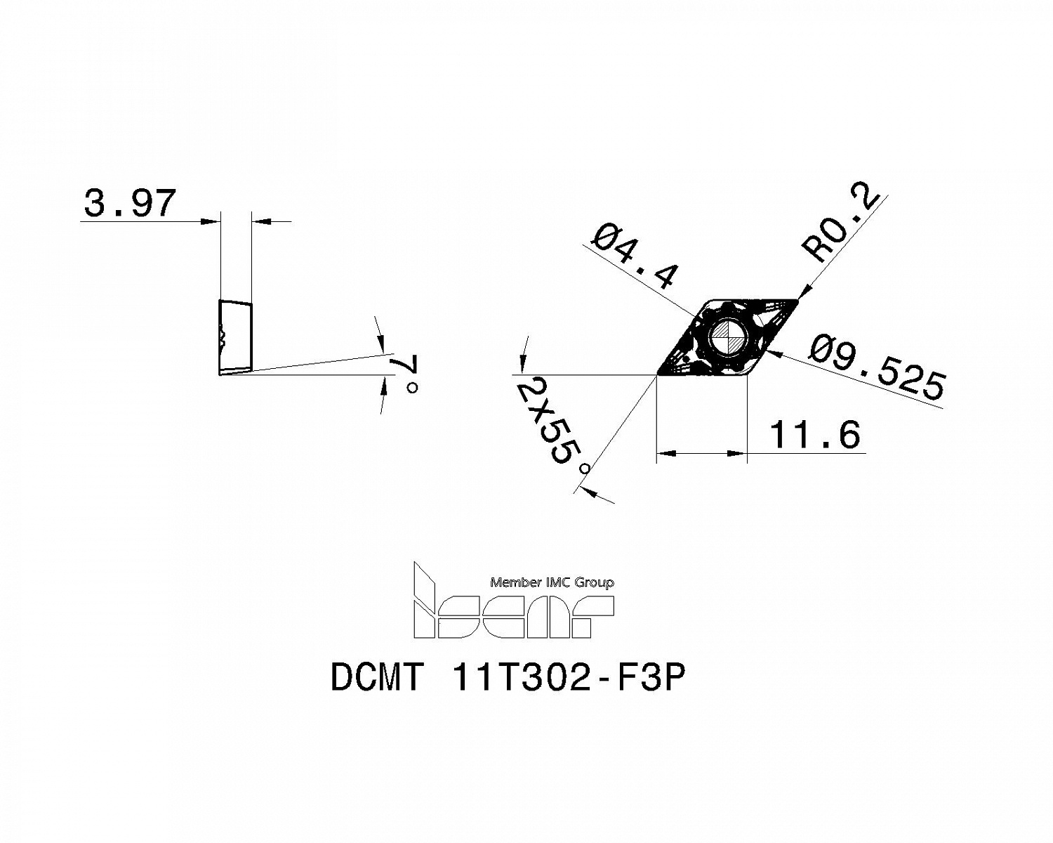DCMT 11T302-F3P IC8150 пластина