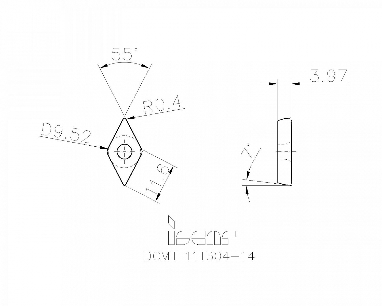 DCMT 11T304-14 IC830 пластина