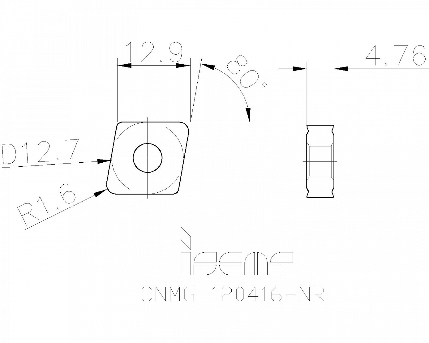 CNMG 120416-NR IC8150 пластина