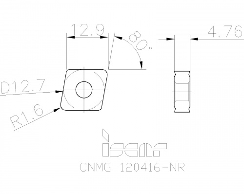 CNMG 120416-NR IC8150 пластина