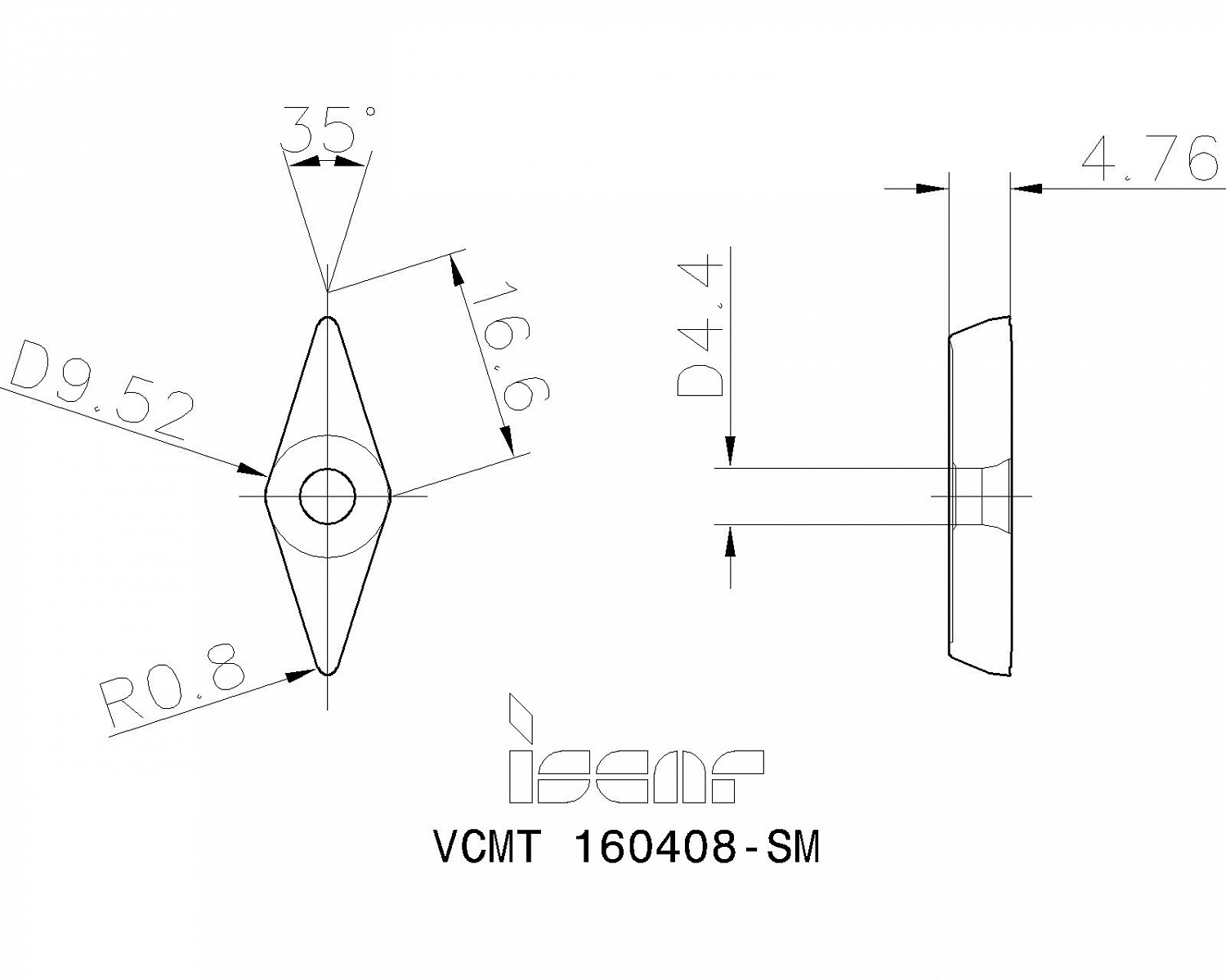 VCMT 160408-SM IC804 пластина