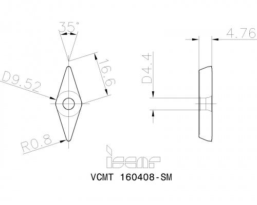 VCMT 160408-SM IC804 пластина