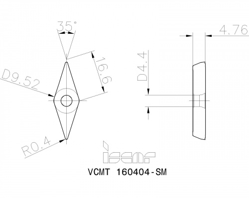 VCMT 160404-SM IC8150 пластина