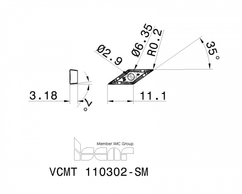 VCMT 110302-SM IC807 пластина