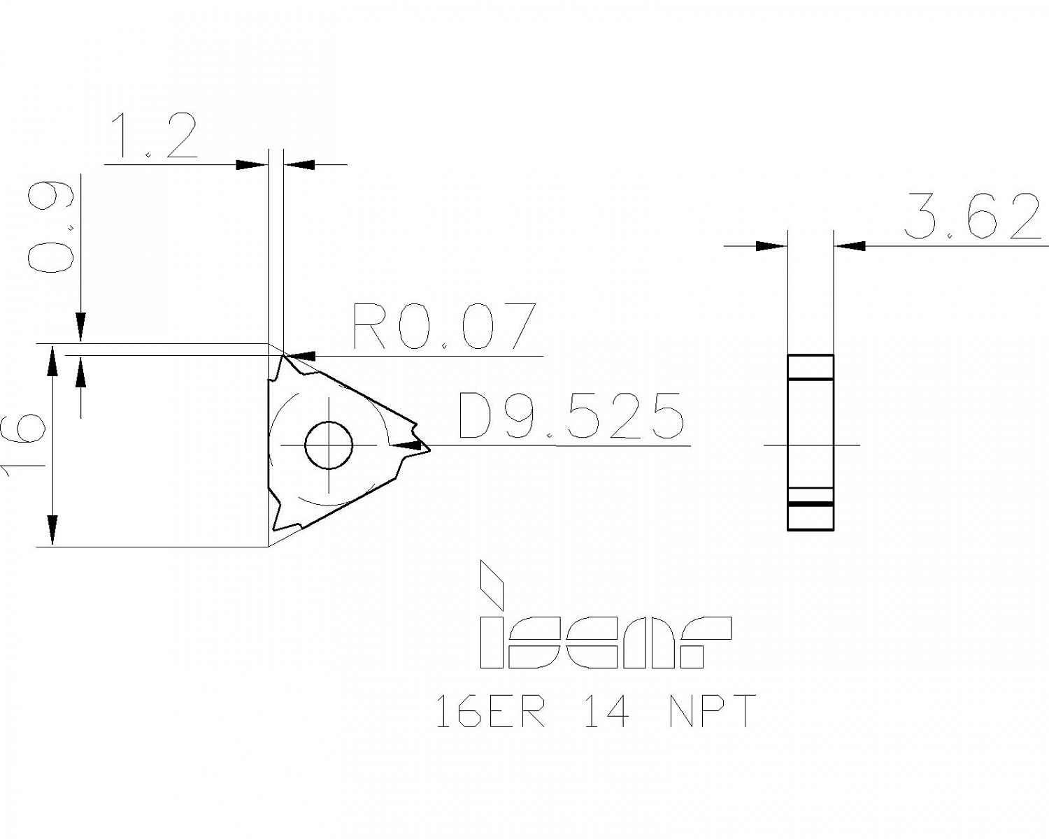 16ER 14 NPT IC908 пластина